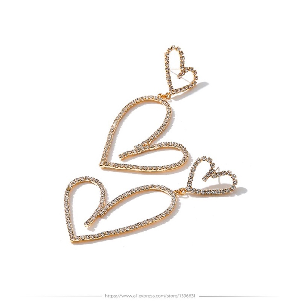Heart Dangle Earrings Gold Plated